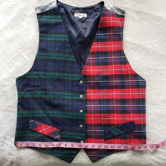 90s Vintage Patchwork Plaid Vest Talbots - Picture 7 of 12